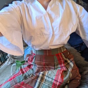 Vintage Petite Plaid Pleated Skirt w Pocket